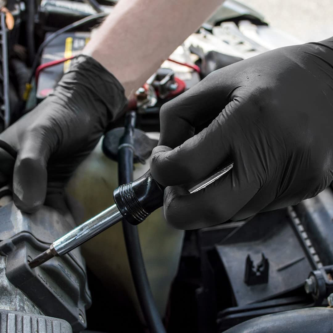 100 Pack Medium Black Nitrile Disposable Gloves For Automotive Work