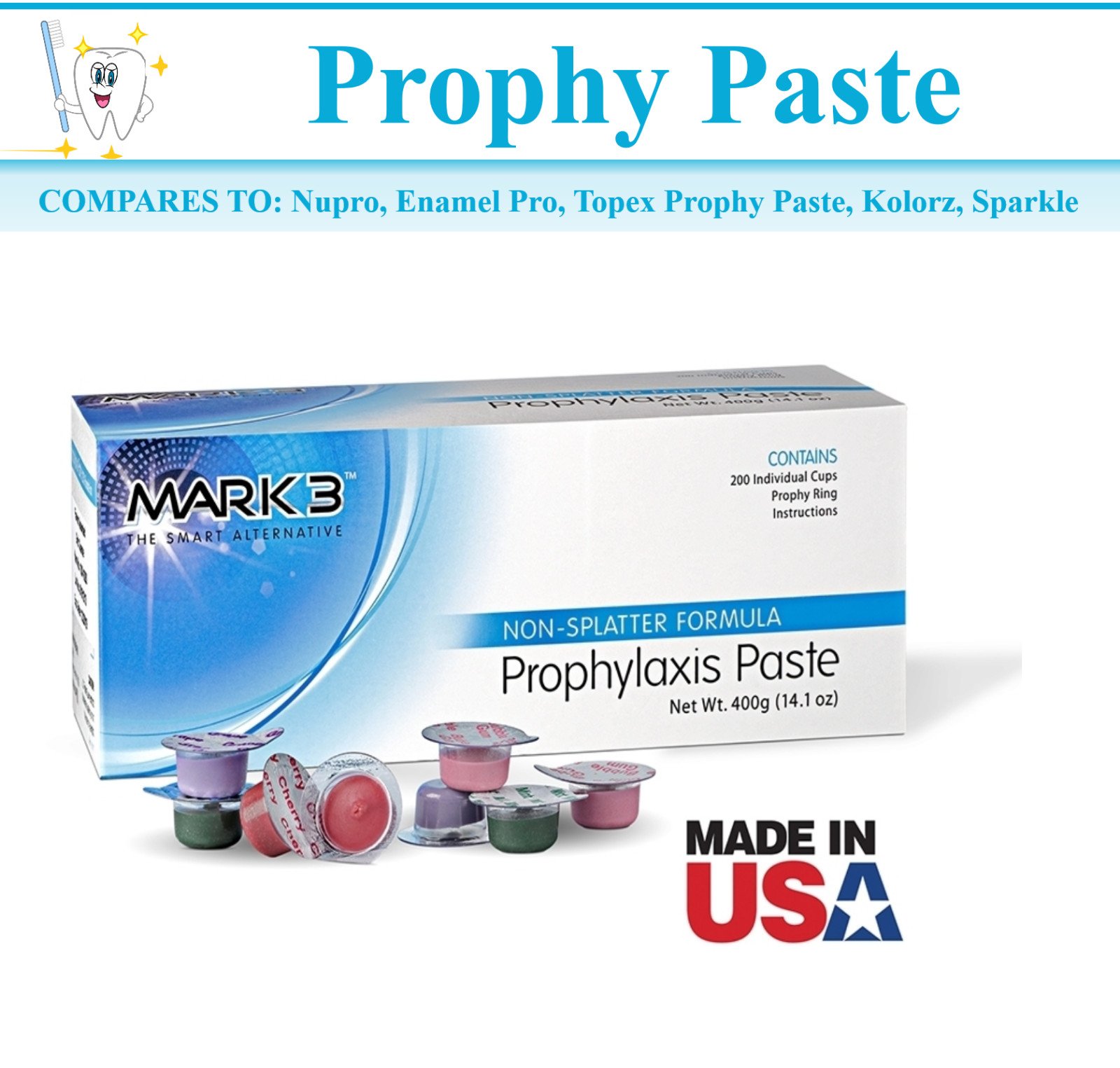 Dental Prophy Paste Upto 400 Cups Prophylaxis Non Splatter Mark3 All Grits