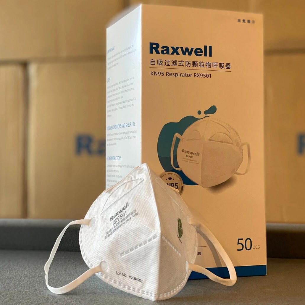 KN95 Face Mask Respirator Raxwell RX9501 Approved & Whitelisted BFE 99% 50 MASKS