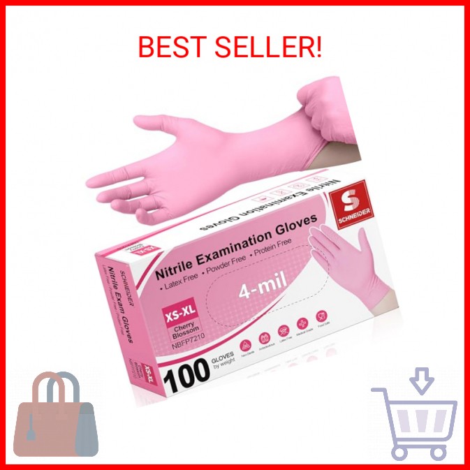 Schneider Nitrile Exam Gloves, 4-mil Medical Gloves Disposable Latex Free, Powde