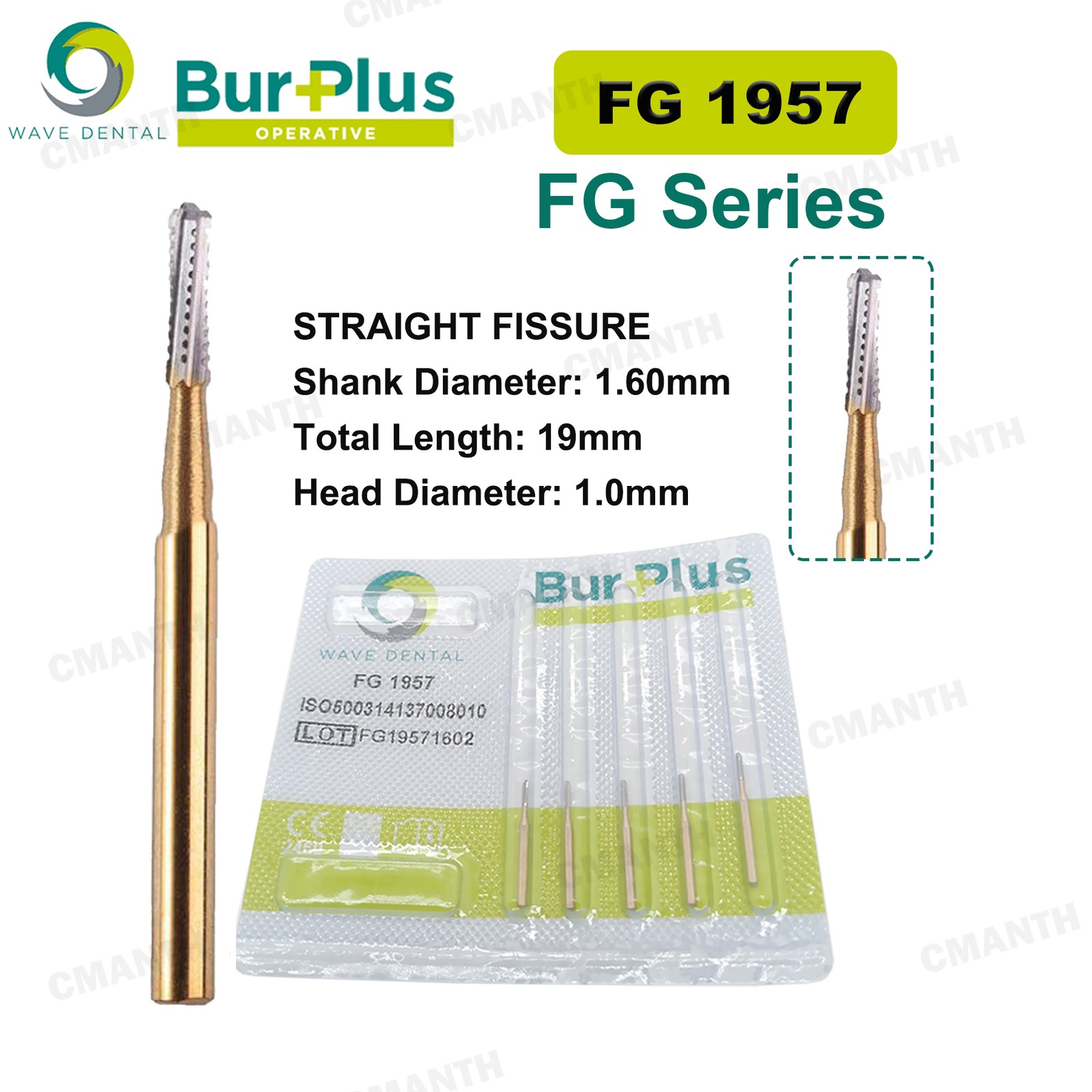 US WAVE Dental Burs Tapered Fissure Head Carbide Bur FG Metal Cutting High Speed