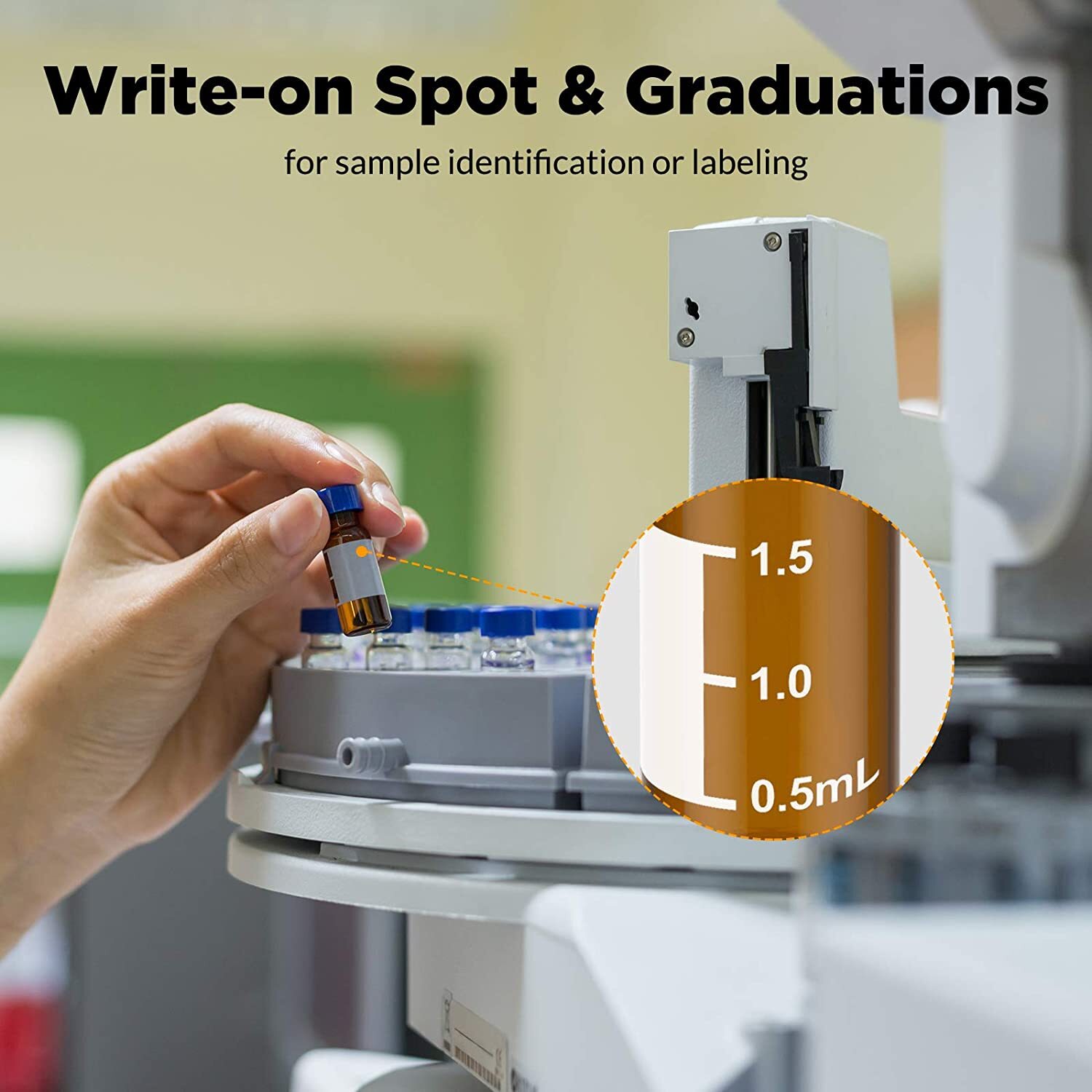 HPLC 2mL Autosampler Amber/Clear Glass Vials, 9mm Screw Caps PTFE/Silicone