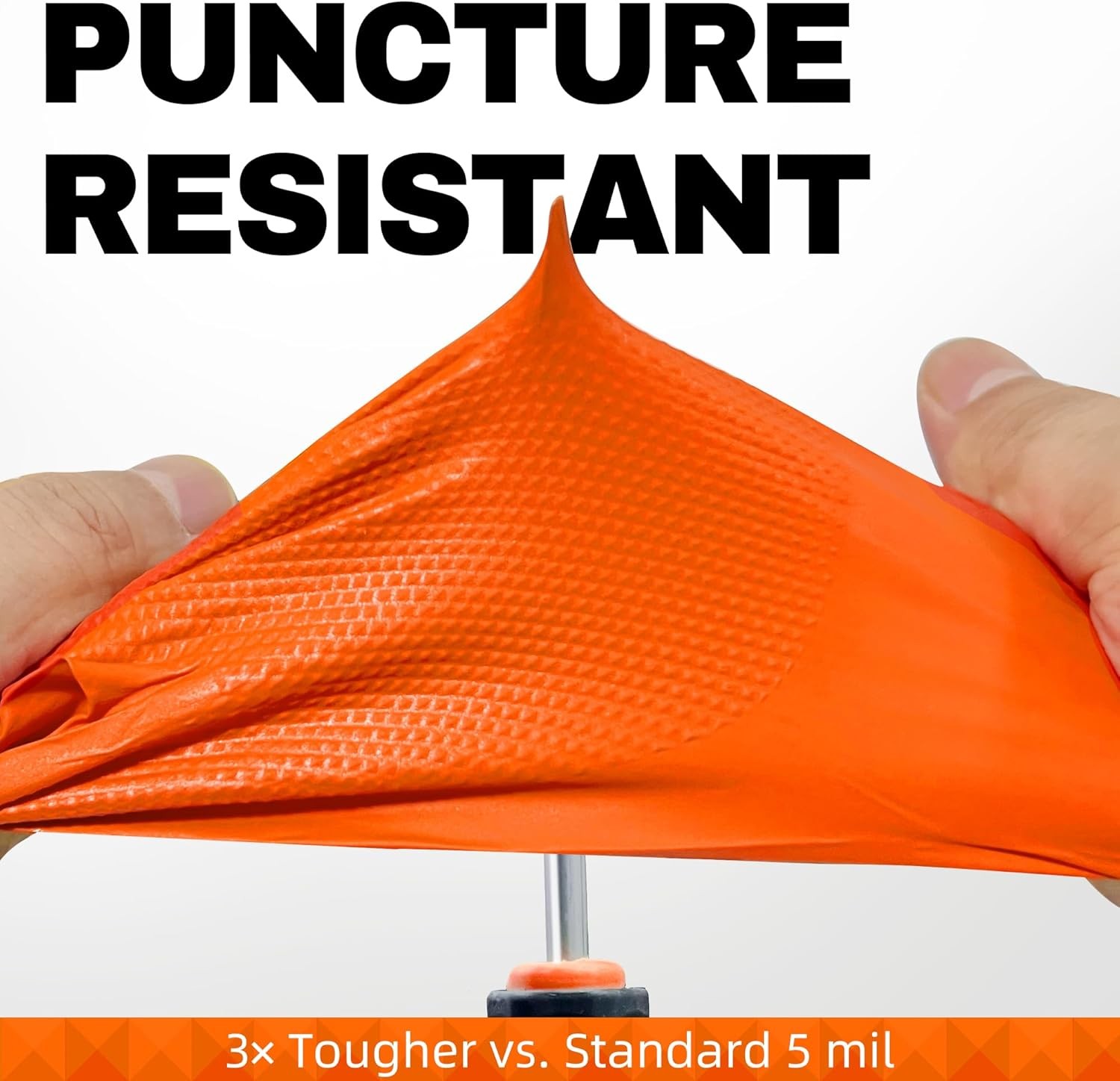 Orange Nitrile Gloves 8Mil Disposable Diamond Texture Latex & Powder-Free 50Pc