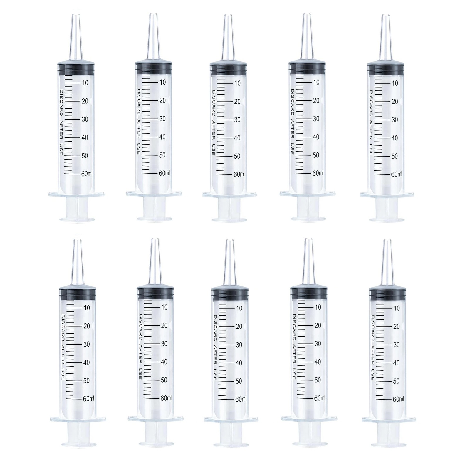 10x 60ml/2oz Plastic Syringe Sterile Plant Water Animal Feeder 60cc Slip Tip