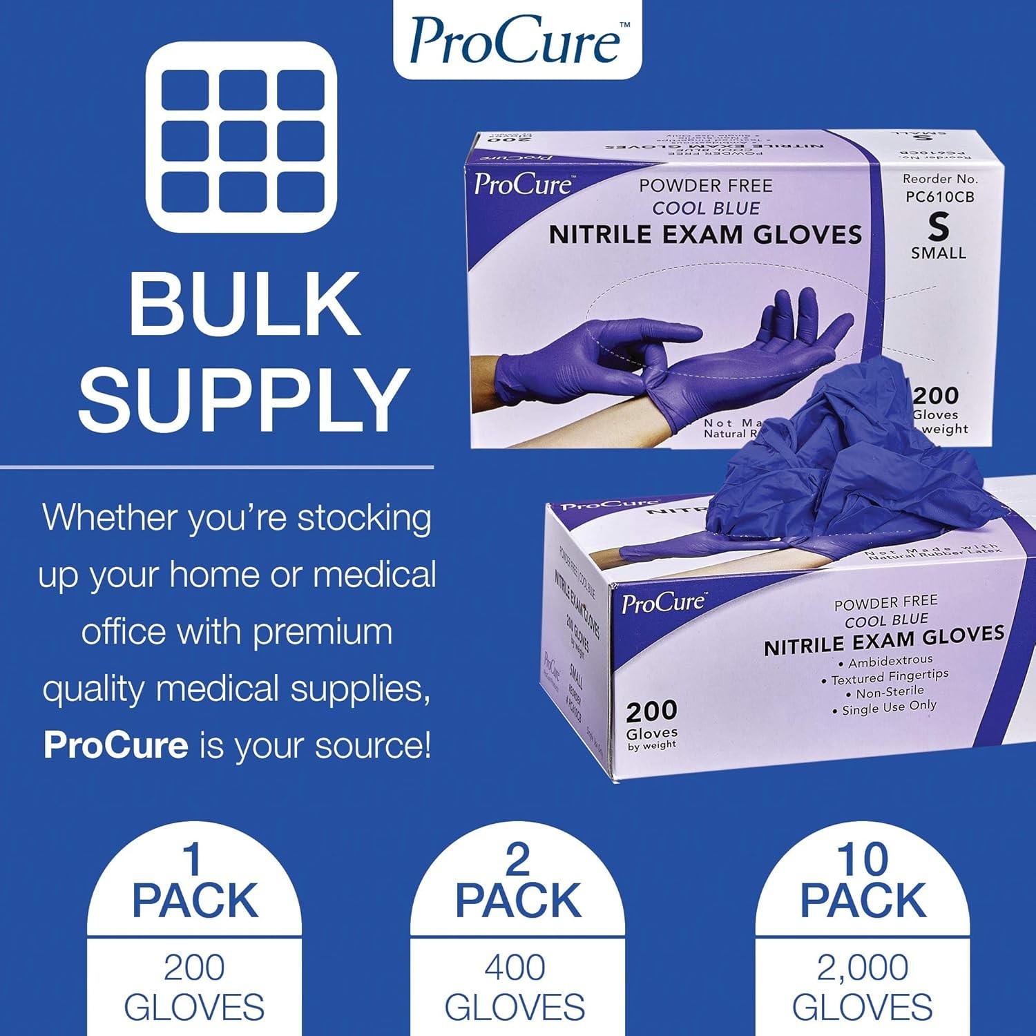 200 Count Nitrile Gloves – Large, Latex Free, Ambidextrous & Powder Free