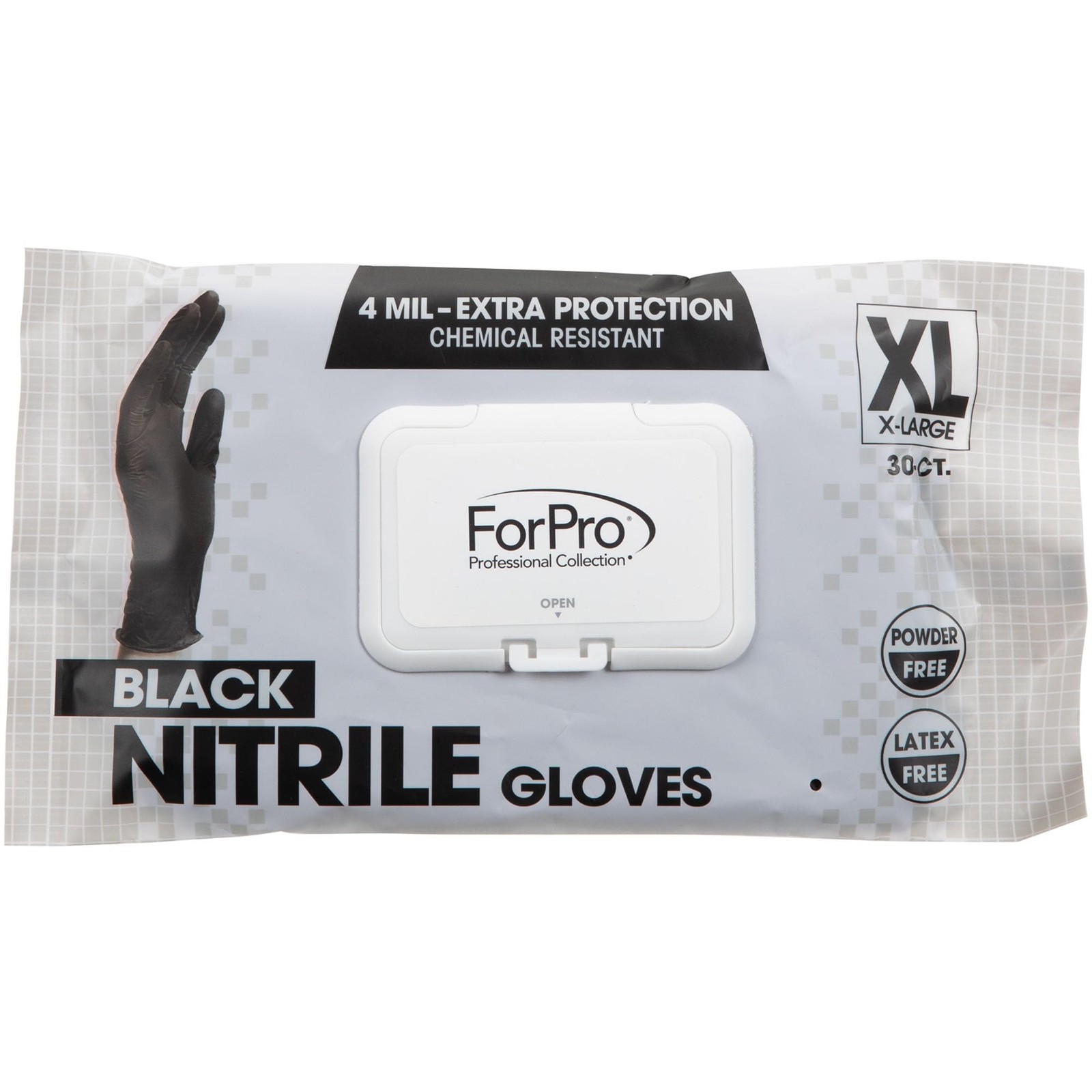 X Large Black Nitrile Gloves 30 Count Disposable Food Safe Chemical Resistant