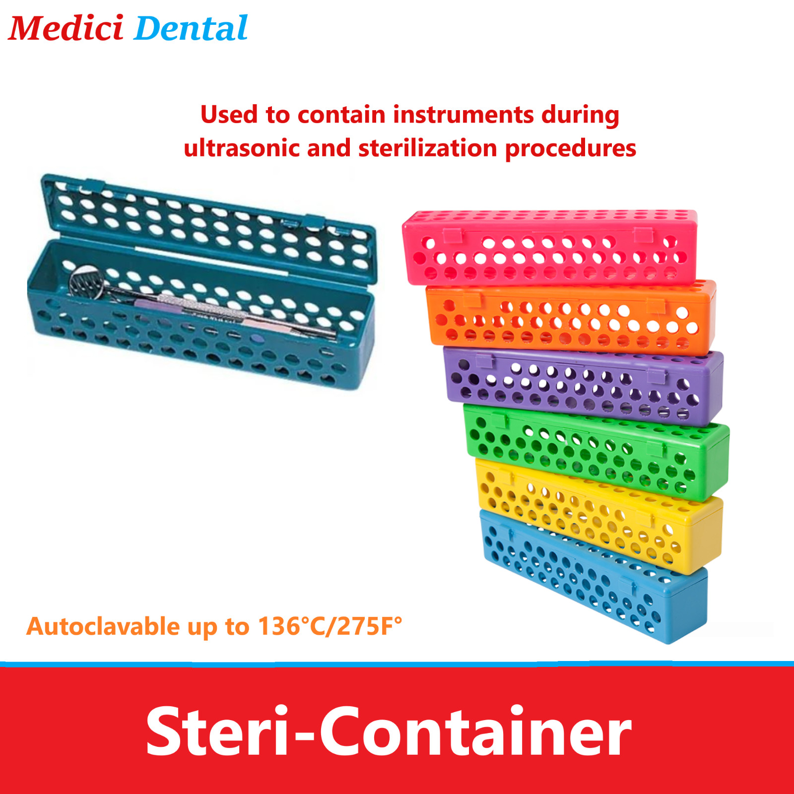Dental Surgical Medical Instrument Sterilization Plastic Cassette Autoclave, 4PK