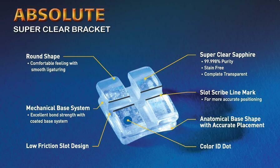 Dental Orthodontic Sapphire Bracket Monocrystalline Supper Clear Braces Roth MBT