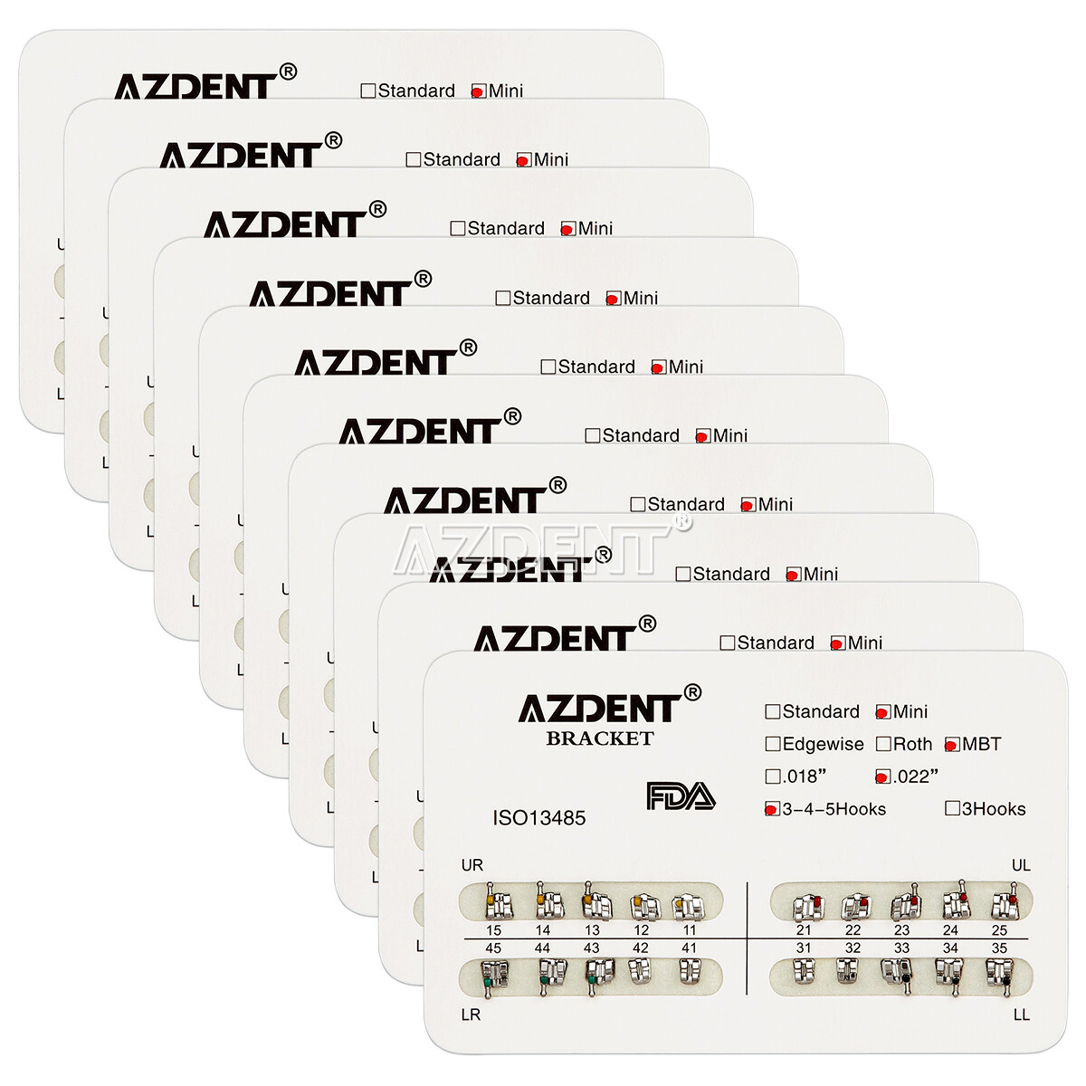 US AZDENT Dental Orthodontic Metal Brackets Braces Mini MBT.022 Hooks 3-4-5