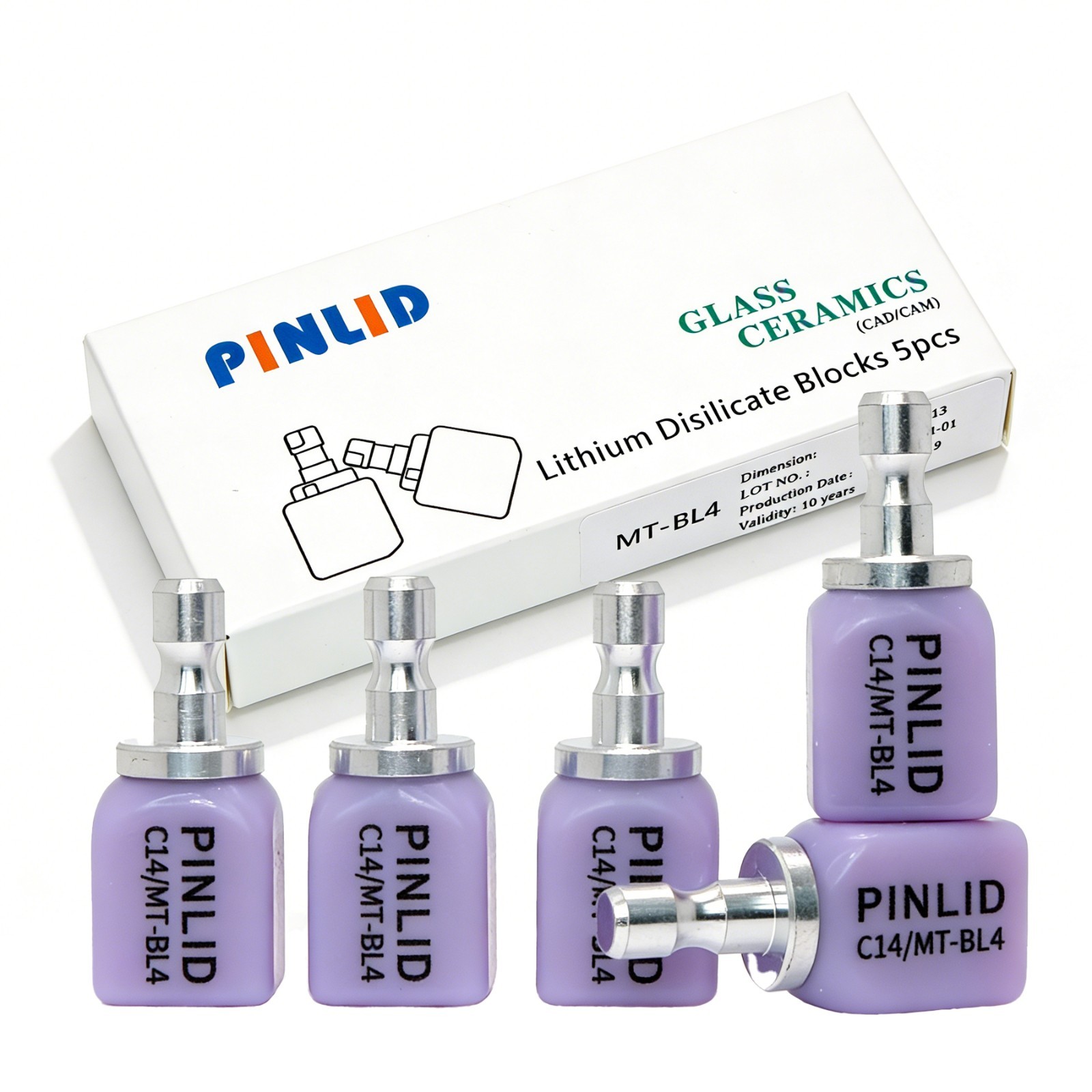US MT C14 Lithium Disilicate Block Dental CAD/CAM Glass Ceramic 5Pc/Pk For CEREC