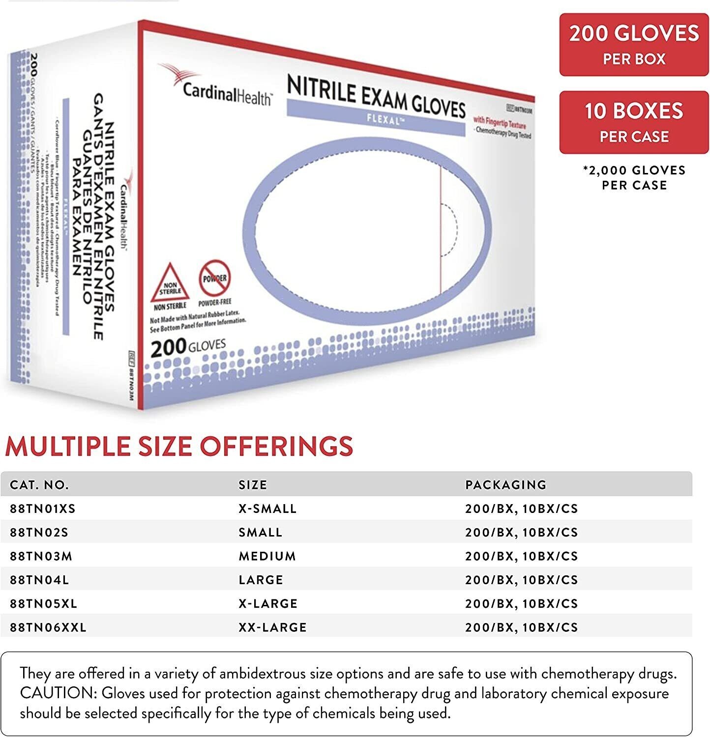 Cardinal Health Flexal Nitrile Gloves – 200/Box | Powder Free | Non-Sterile |