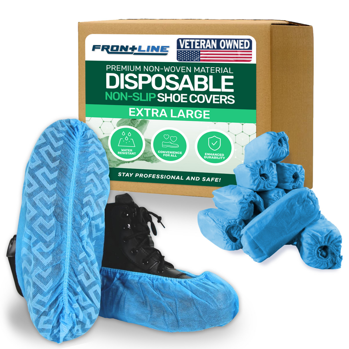 Disposable Non-Slip Shoe Covers (500 Pairs) Blue Extra Large Non-Woven Durable