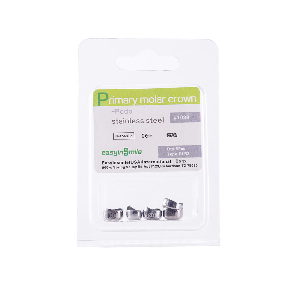 5pcs Dental Kid Crown Stainless Steel Primary Crown D Premolar/E Molar DLR5 DLR4