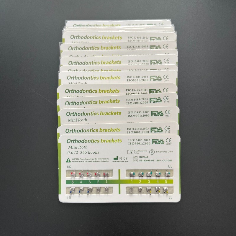 1-200Sets Dental Orthodontic Metal Brackets Mini Roth 022 345 hooks Mesh Base