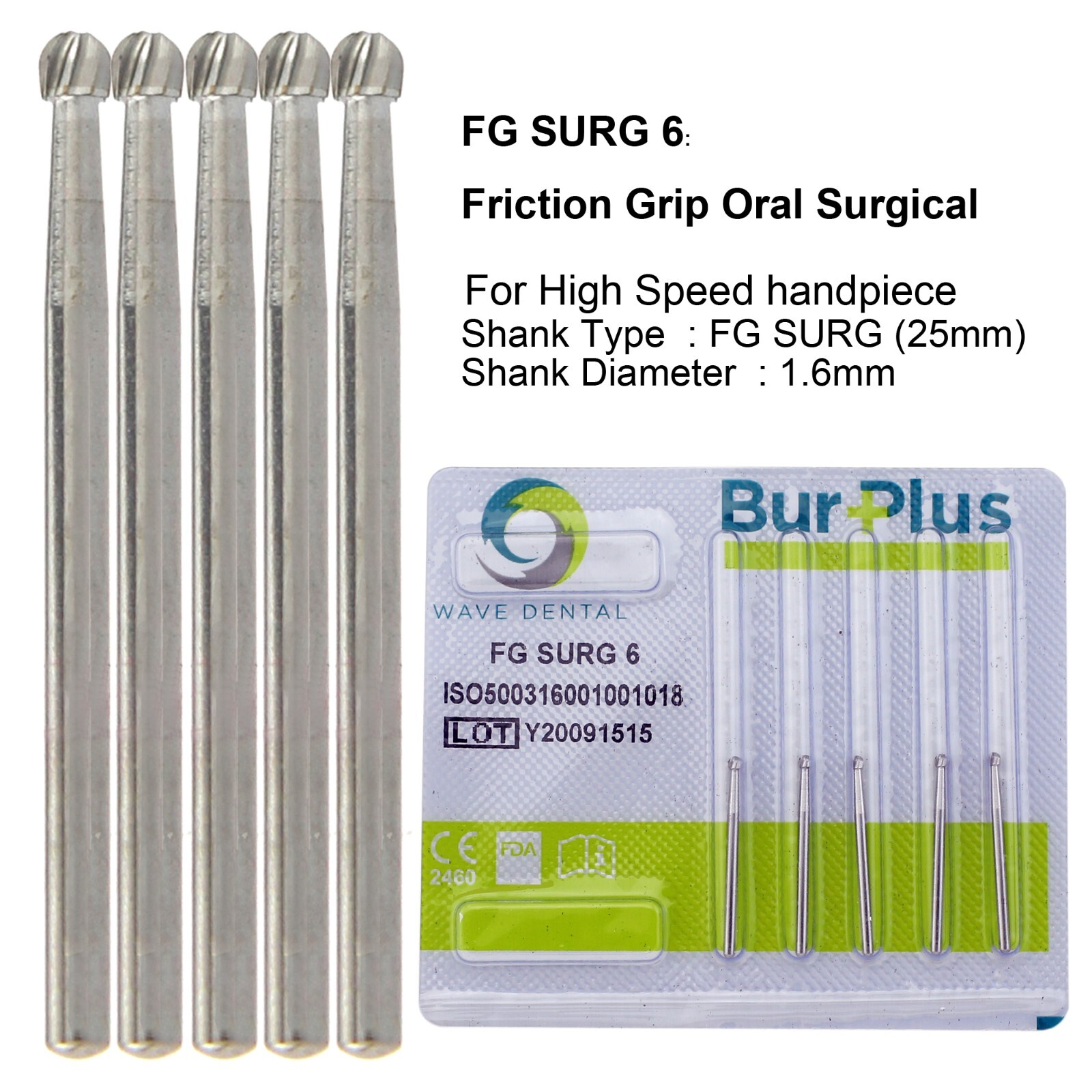 Wave Dental Surgical Burs Round 2 4 6 8 1/4 FGOS SL Carbide 25mm For High Speed