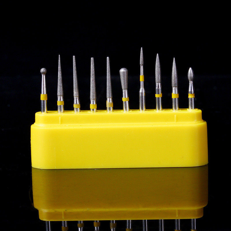 1 Box Dental Diamond FG Burs Drill Kit Creamics/Composite Polishing 10 Pcs/Box