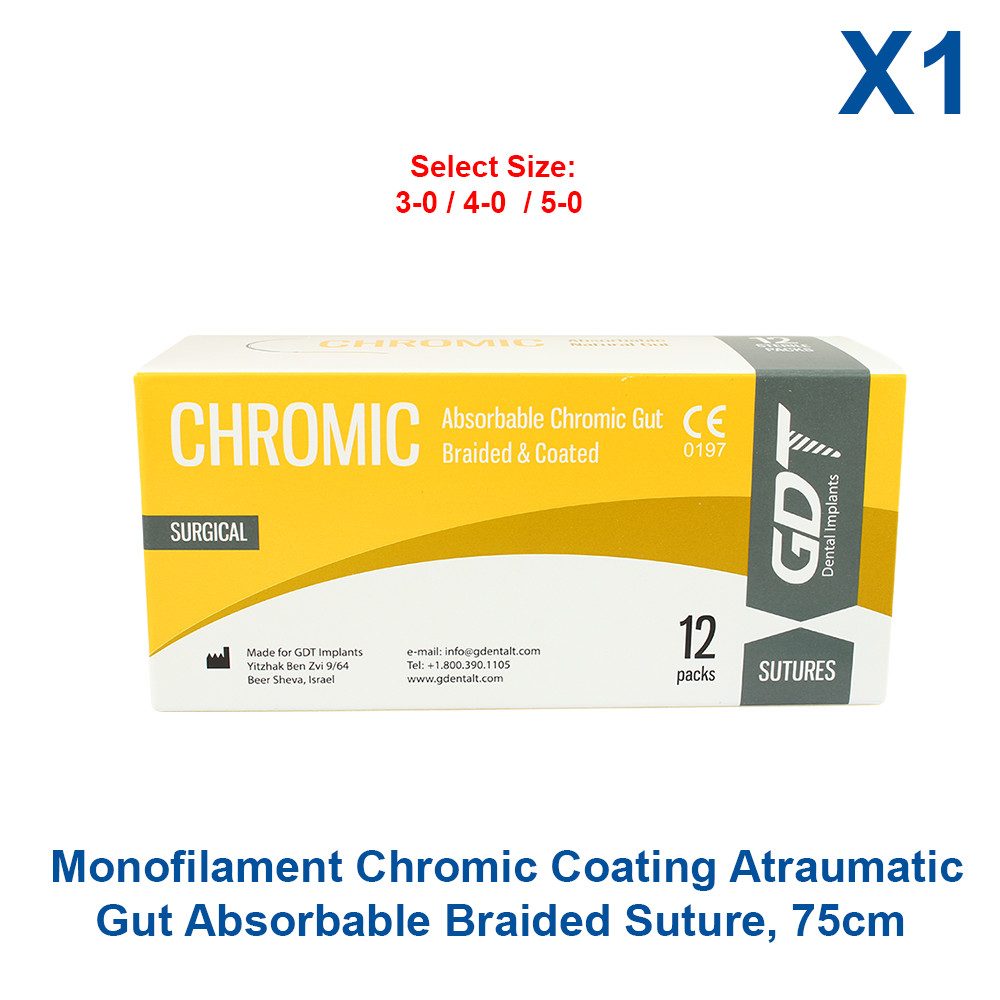 Dental Monofilament Chromic Coating Atraumatic Gut Absrbble Braided Suture 75cm