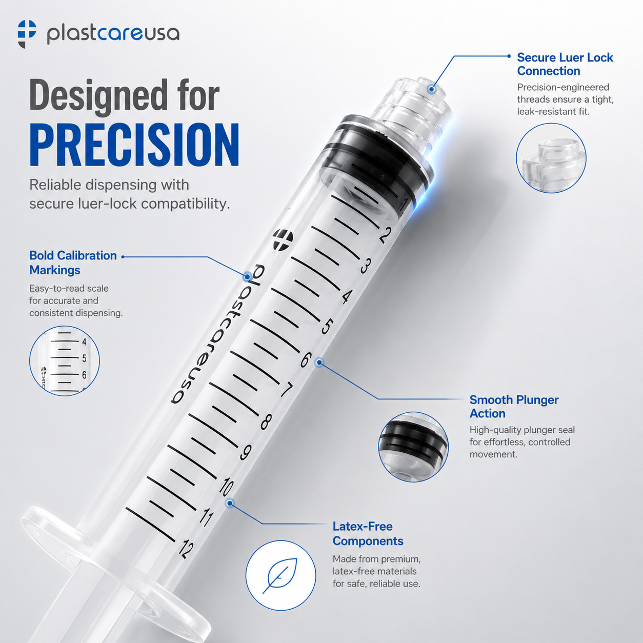 50 12ml 12cc Luer Lock Disposable Syringes (Non Sterile) Saline Oral Medicine