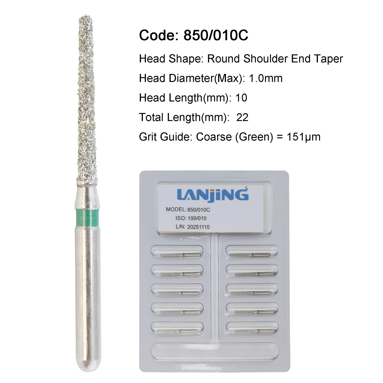 Dental Burs Diamond Round End Taper Surgical Long Ball Barrel FG for High Speed
