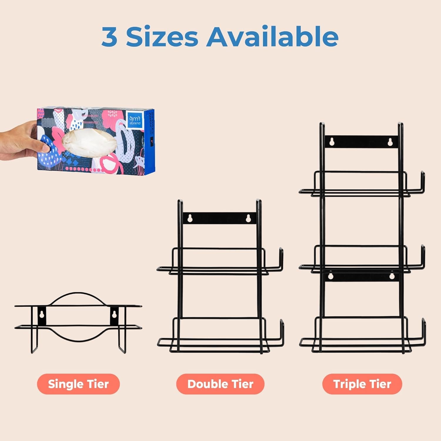 FMP Brands 2 Pack Single Glove Holder for Wall Mount, Wire Tier, Black