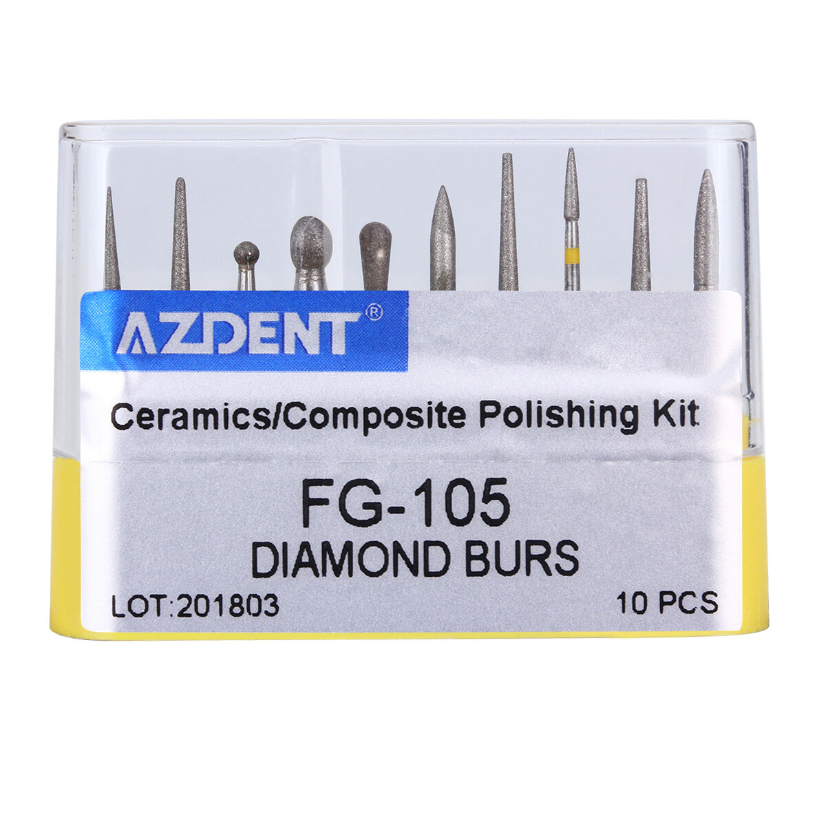 10pc Dental Diamond Burs FG-105 Composite Polishing Kit for High Speed Handpiece