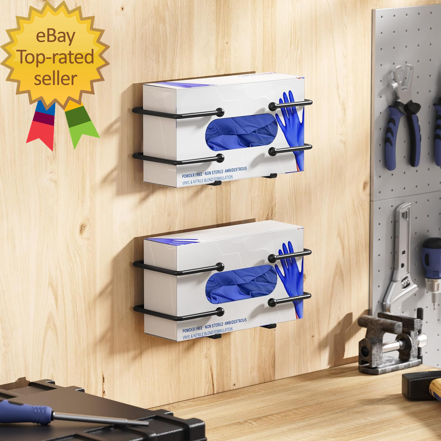 Glove Box Dispenser Wall Mount: Black Glove Holder Organizer for Disposable