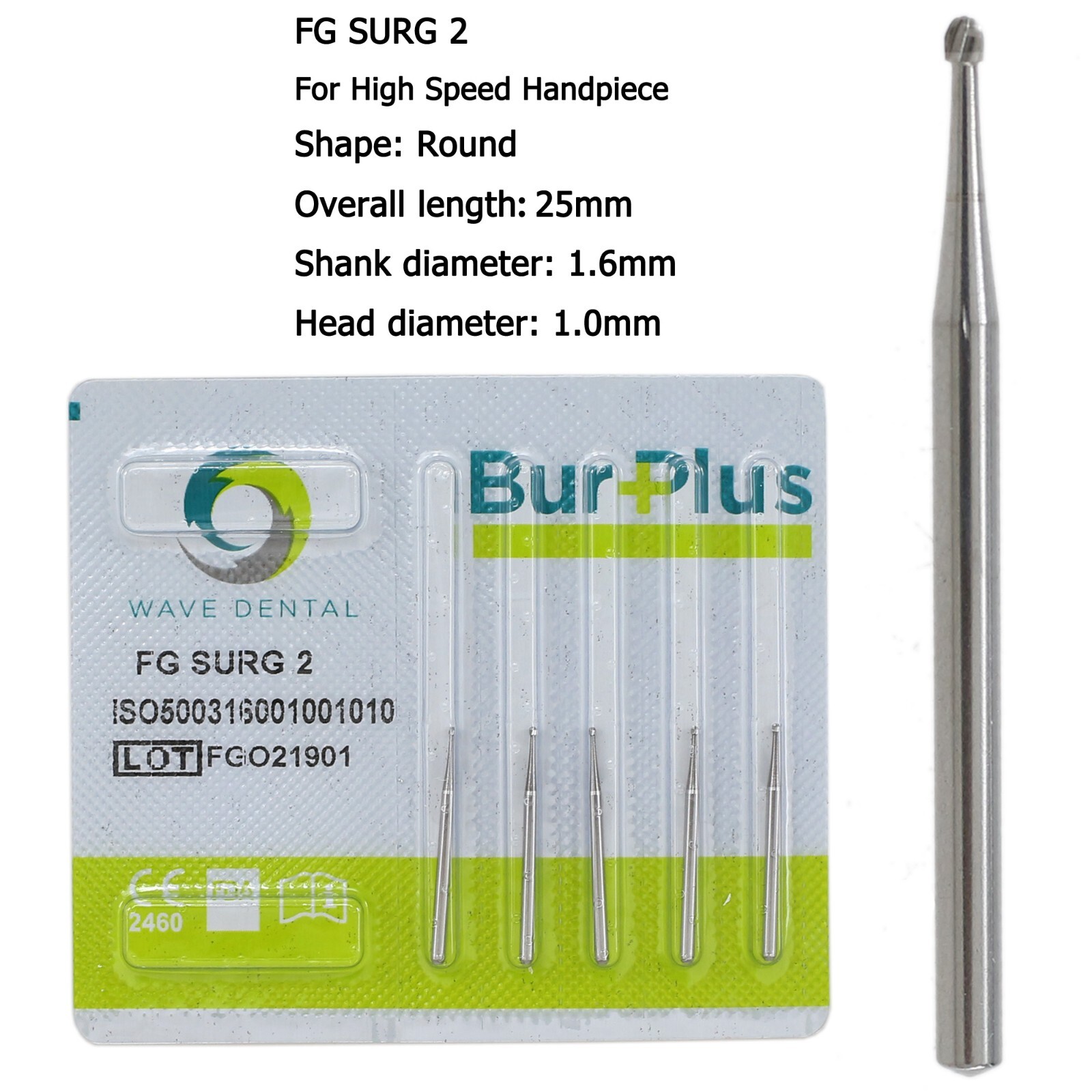 Wave Dental Carbide Surgical Burs FG SURG 2 4 557 557L 702 Long Shank High Speed