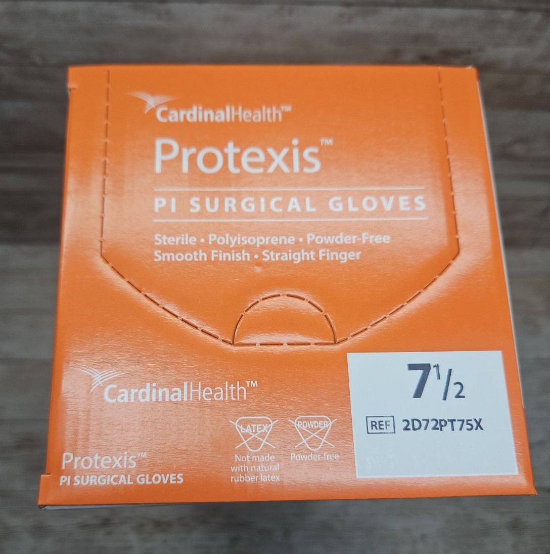 Protexis PI Surgical Gloves *1 CASE 200 Pair* Cardinal Size: 7.5 Exp: 12/27