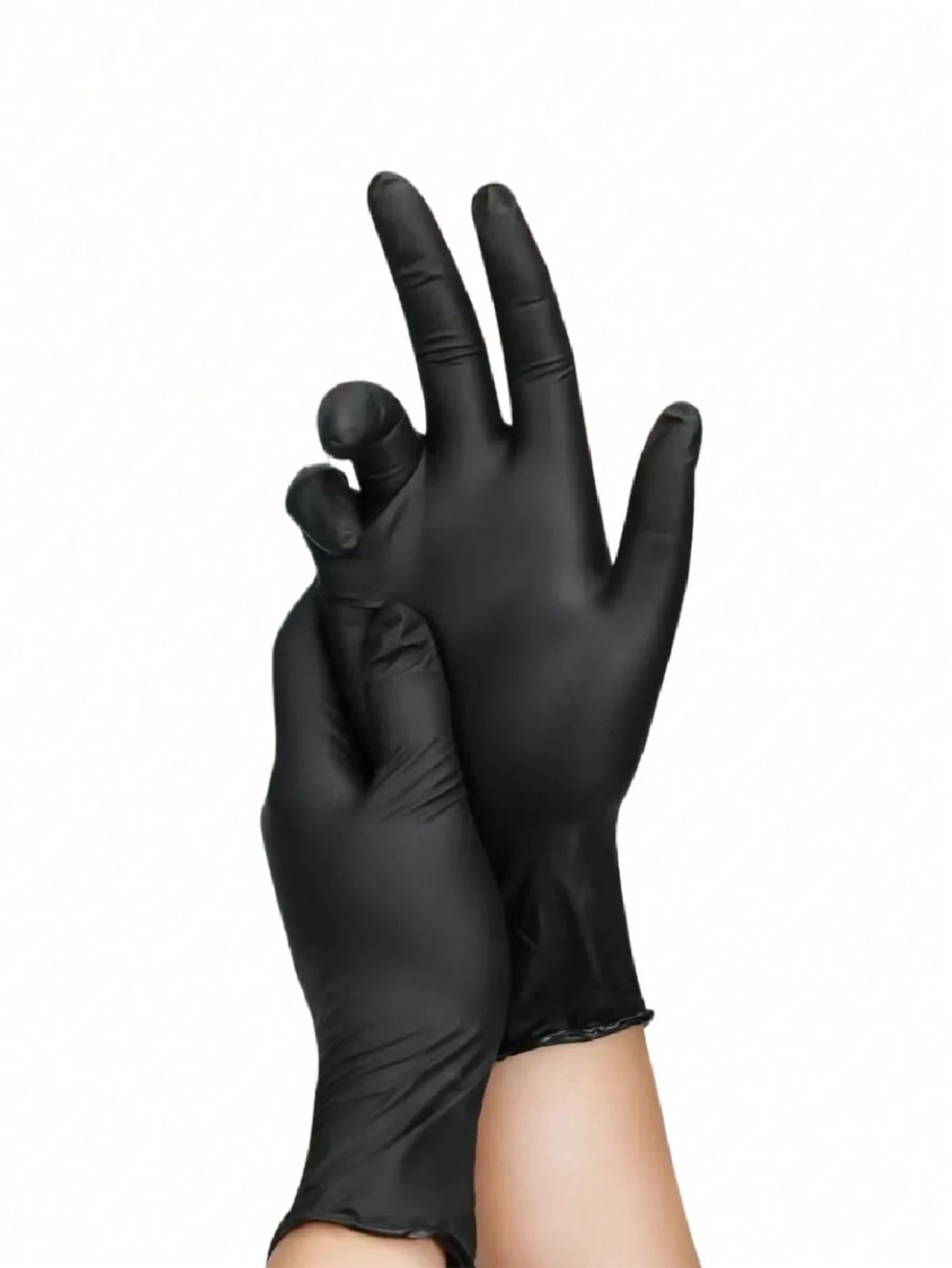 50 pcs Disposable Nitrile Gloves, Black, Size large vailable. Durable Househ