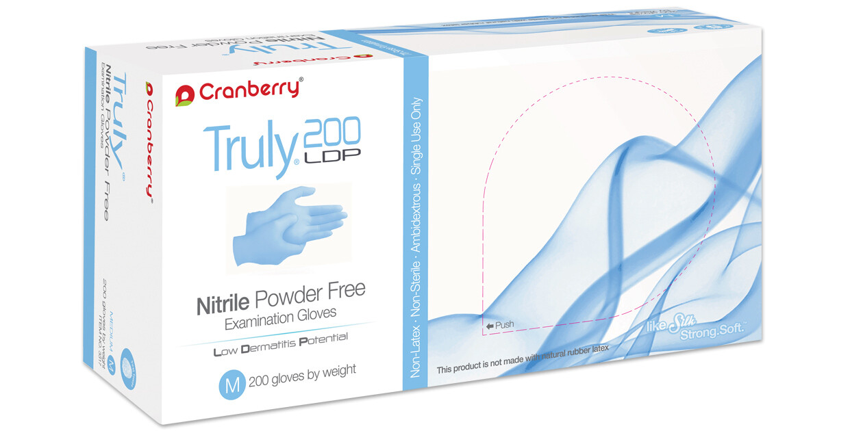 Cranberry 3215 Truly 200 Nitrile Examination Gloves Light Blue Extra Small 200Bx