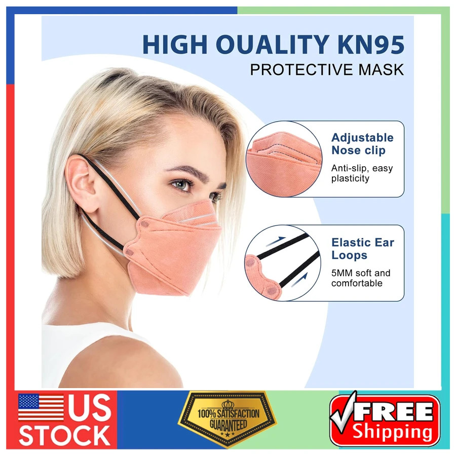 KN95 Face Masks Disposable 5 Layer Protective Respirator 50 Pack Individually…