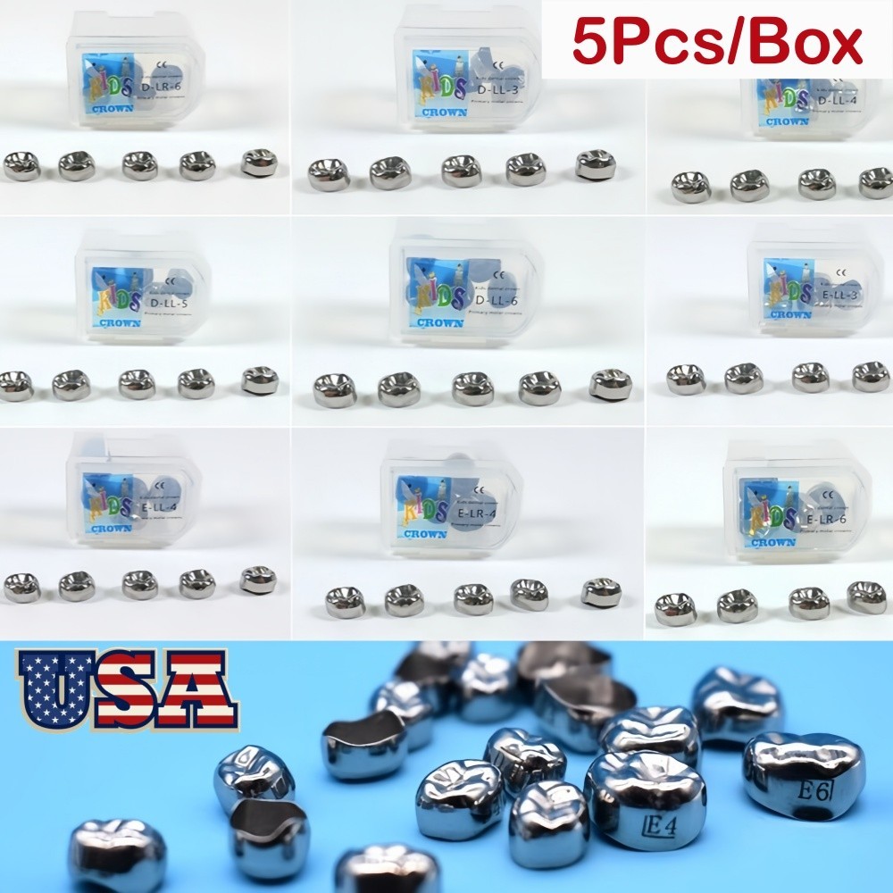 48Size Dental Kids Crown Stainless Steel Primary Molar Crowns Metal Pediatric