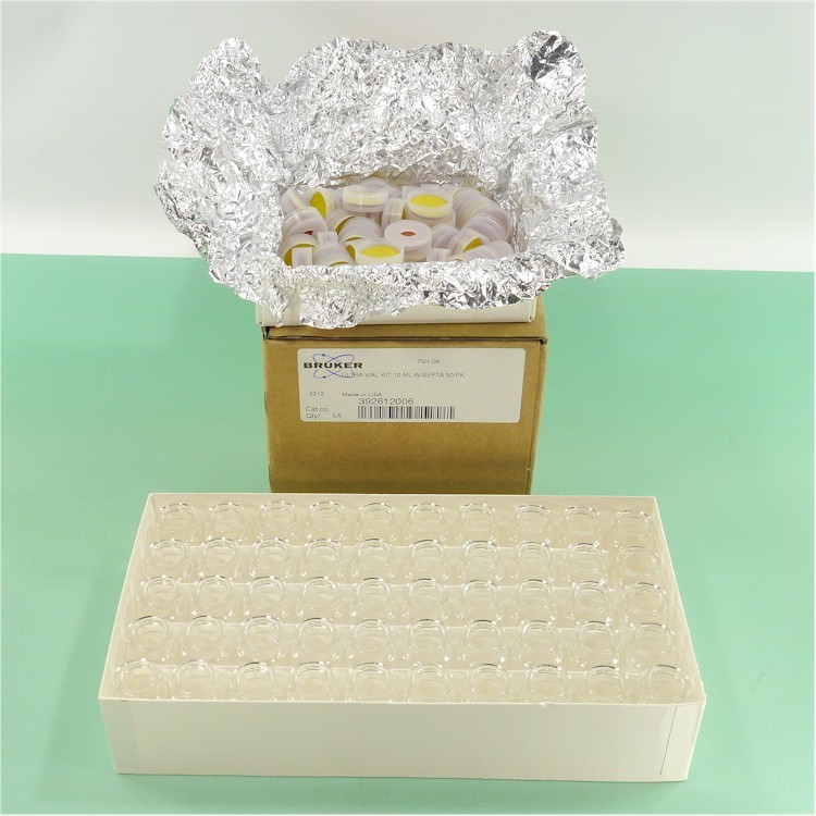 NEW Agilent/Bruker 392612006/8010-0422 Snap top solvent vial kit, 10 ml, 50/pk