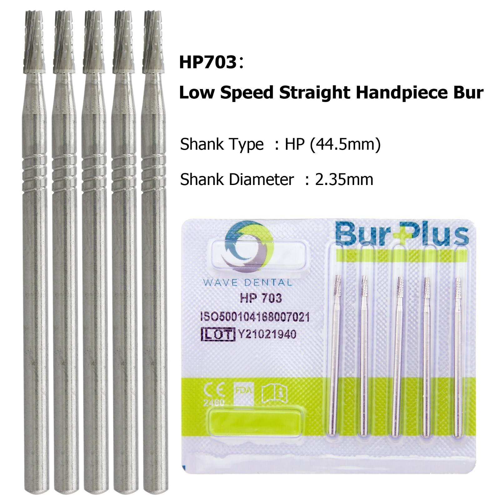 Wave Dental Straight Surgical Bur 701 702 703L Carbide Low Speed Nosecone 44.5mm