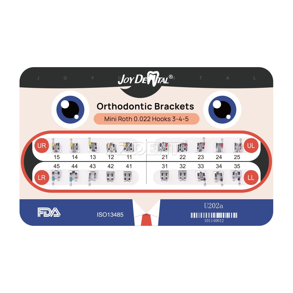 Dental Orthodontic Brackets Braces Mini Roth 0.022″ 3-4-5 Hooks MIM Monoblock