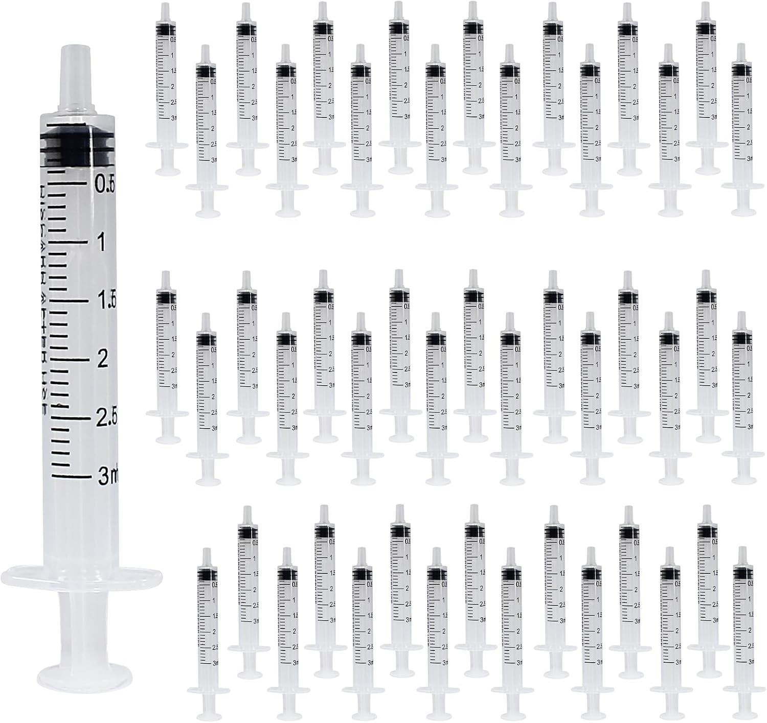 1/2/3 Ml Plastic Syringe, No Needle, Individually Wrapped, Clear Measurement