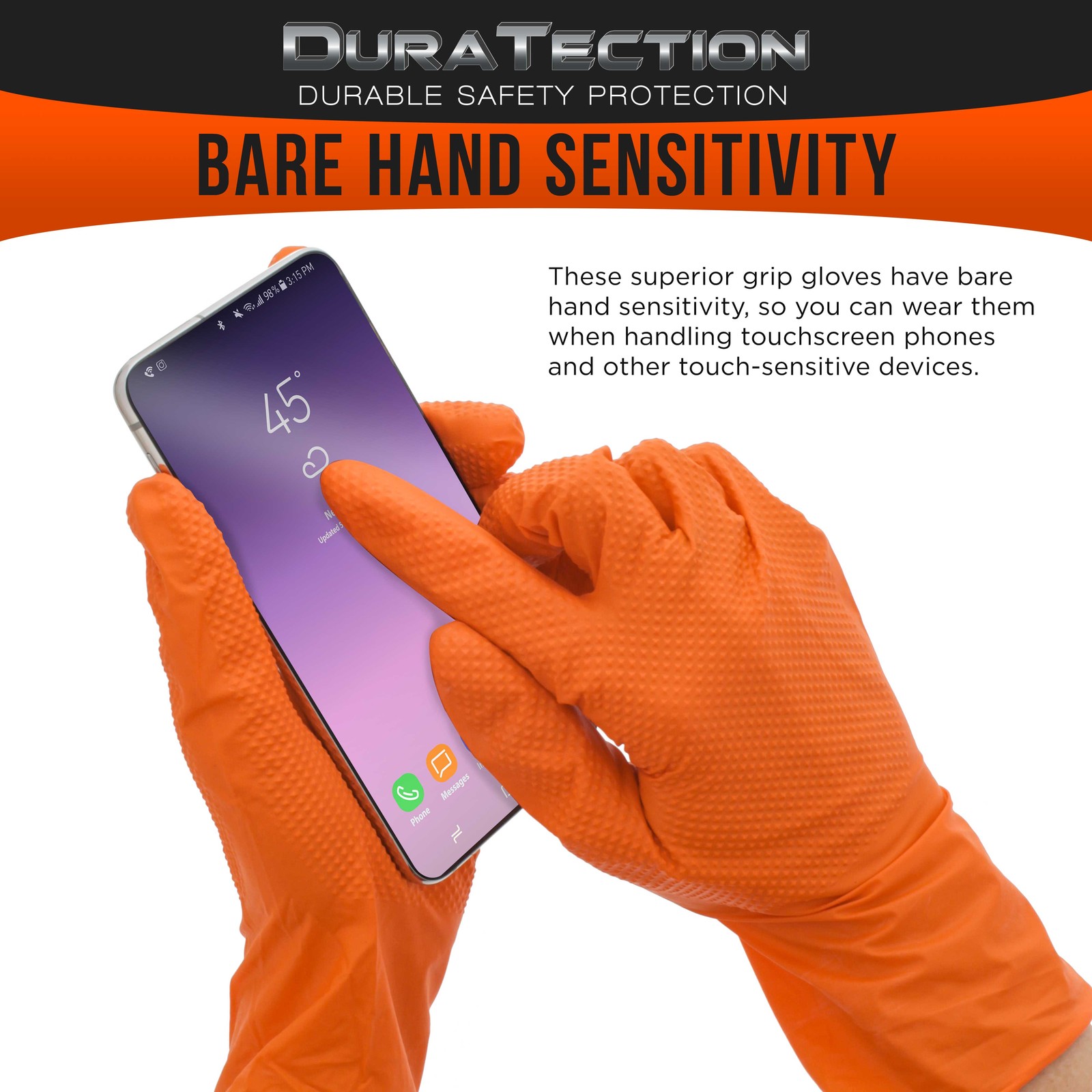 Duratection 8Mil Super Duty Diamond Textured Nitrile Gloves, 1000 Gloves, Medium