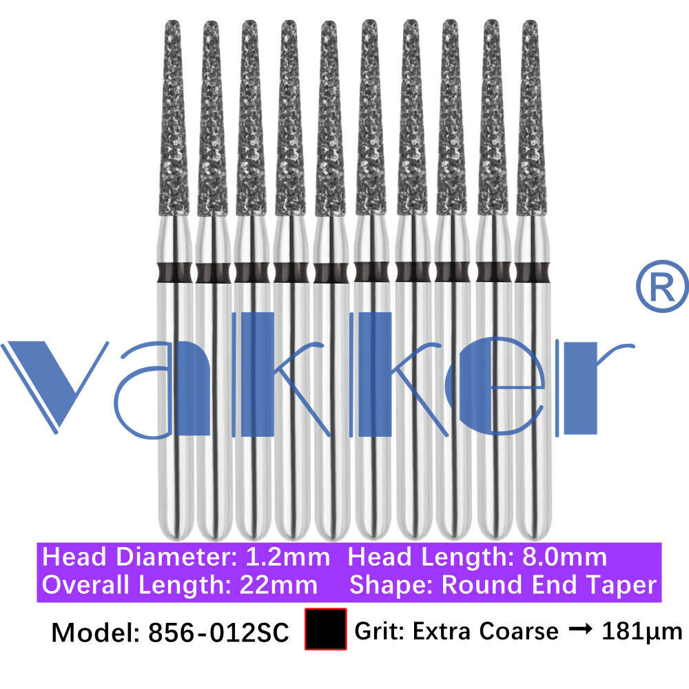 10pc/pk Dental FG Diamond Burs Round Long Round End Taper Diamond Bur 850 855