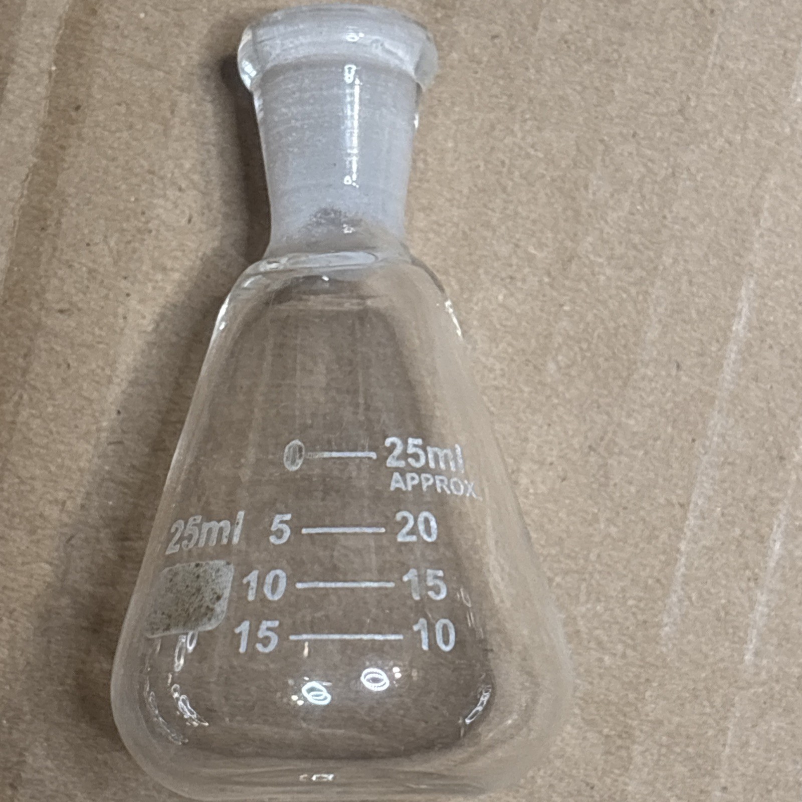 LSS Glass 25ml Erlenmeyer Flask with Ground Mouth, Clear, 12 PK