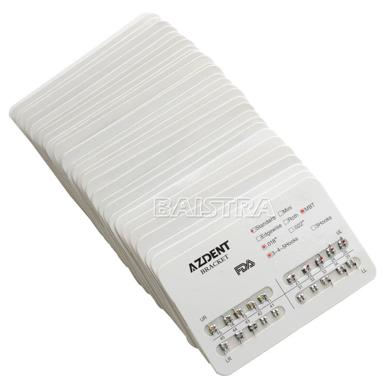 10 Packs AZ Dental Orthodontic Brackets Standard Braces MBT .018 Hooks 3-4-5