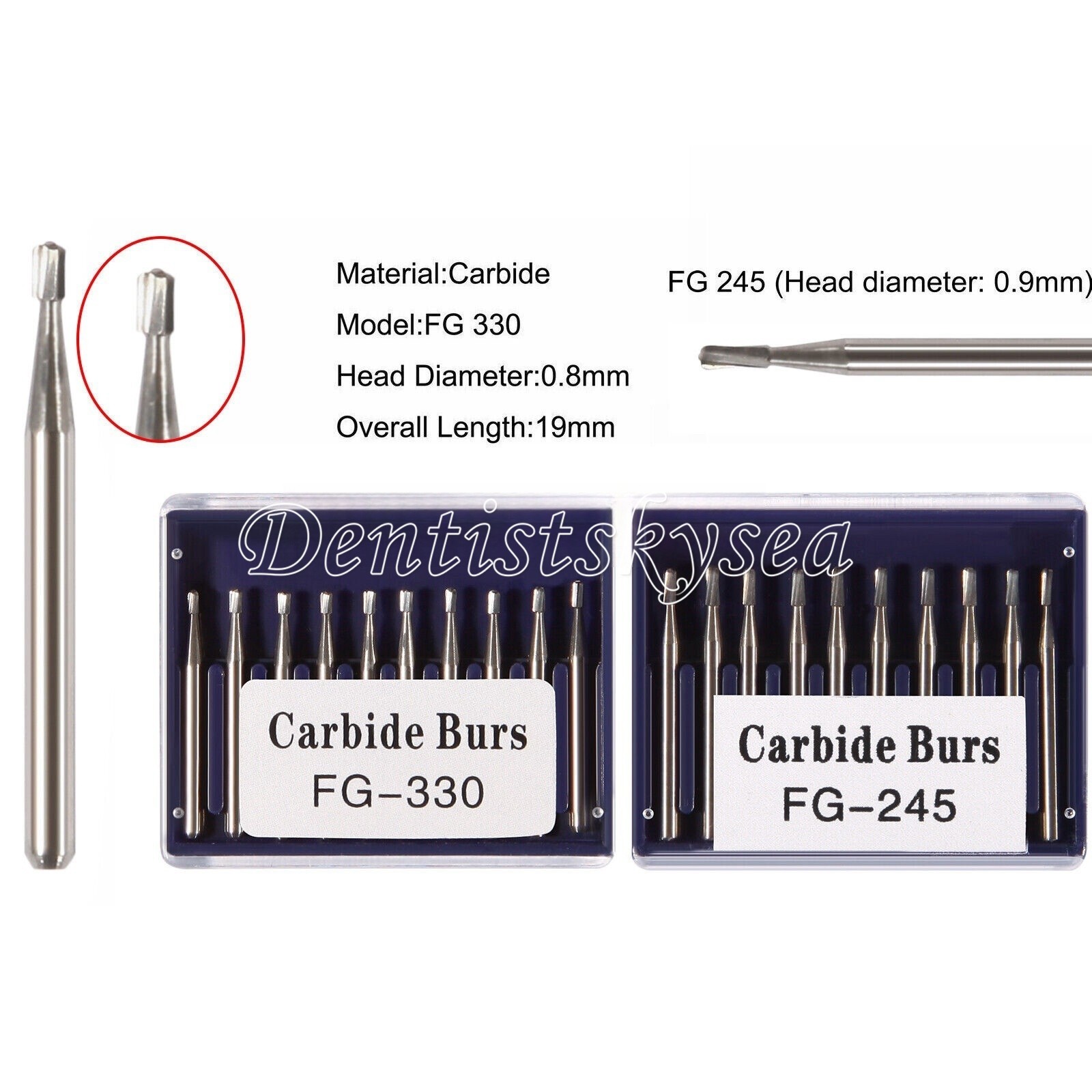 Dental Carbide Burs FG 330 245 Burs High Speed Friction Grip Pear