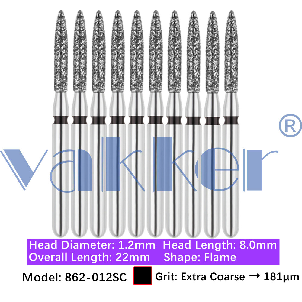 10pc/pk Diamond Burs Shape Flame Diamond Bur Super Fine Medium Coarse