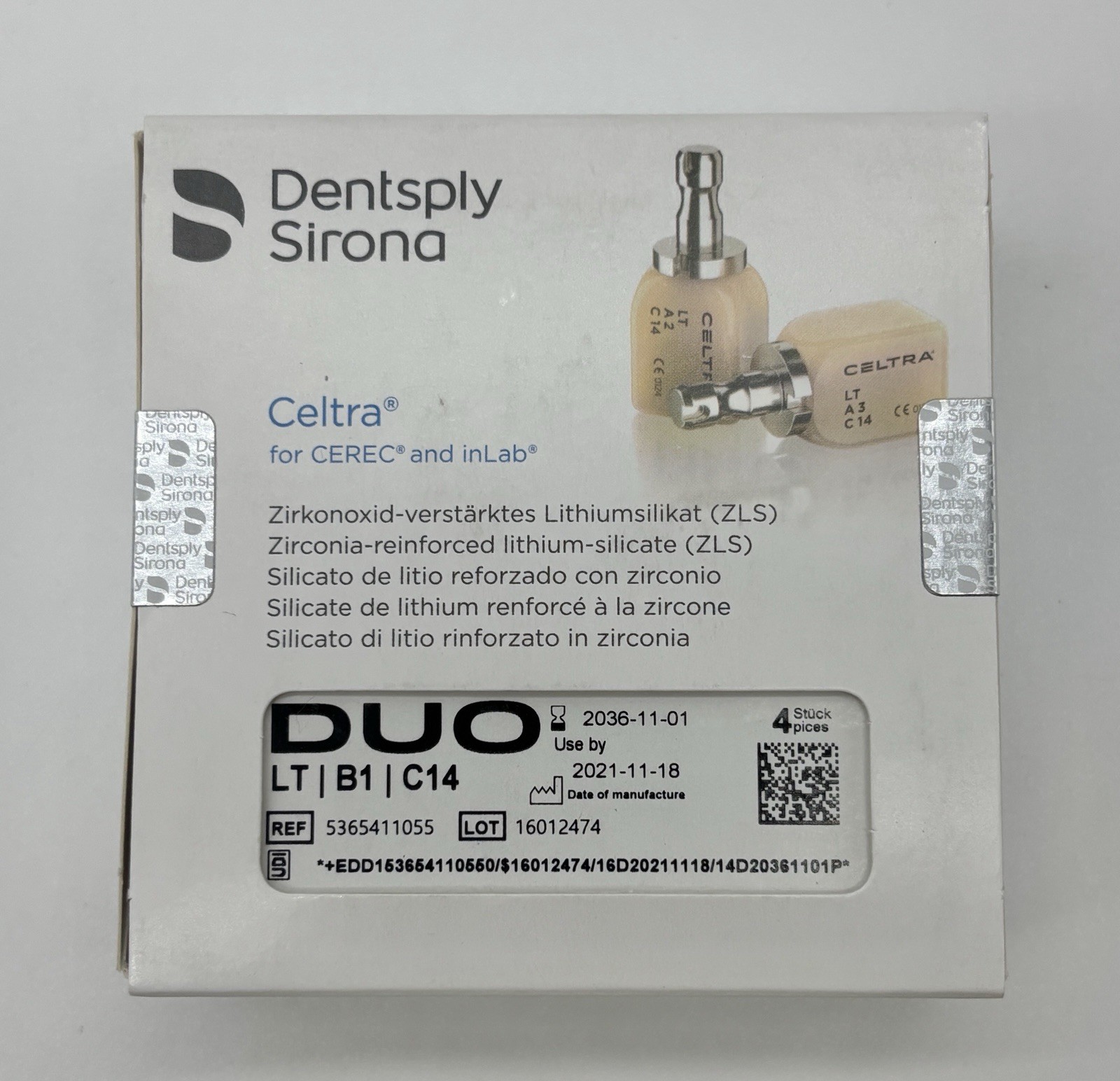 Dentsply Sirona Celtra Duo LT B1 C14 CAD CAM Blocks 4pc CEREC inLab Sealed