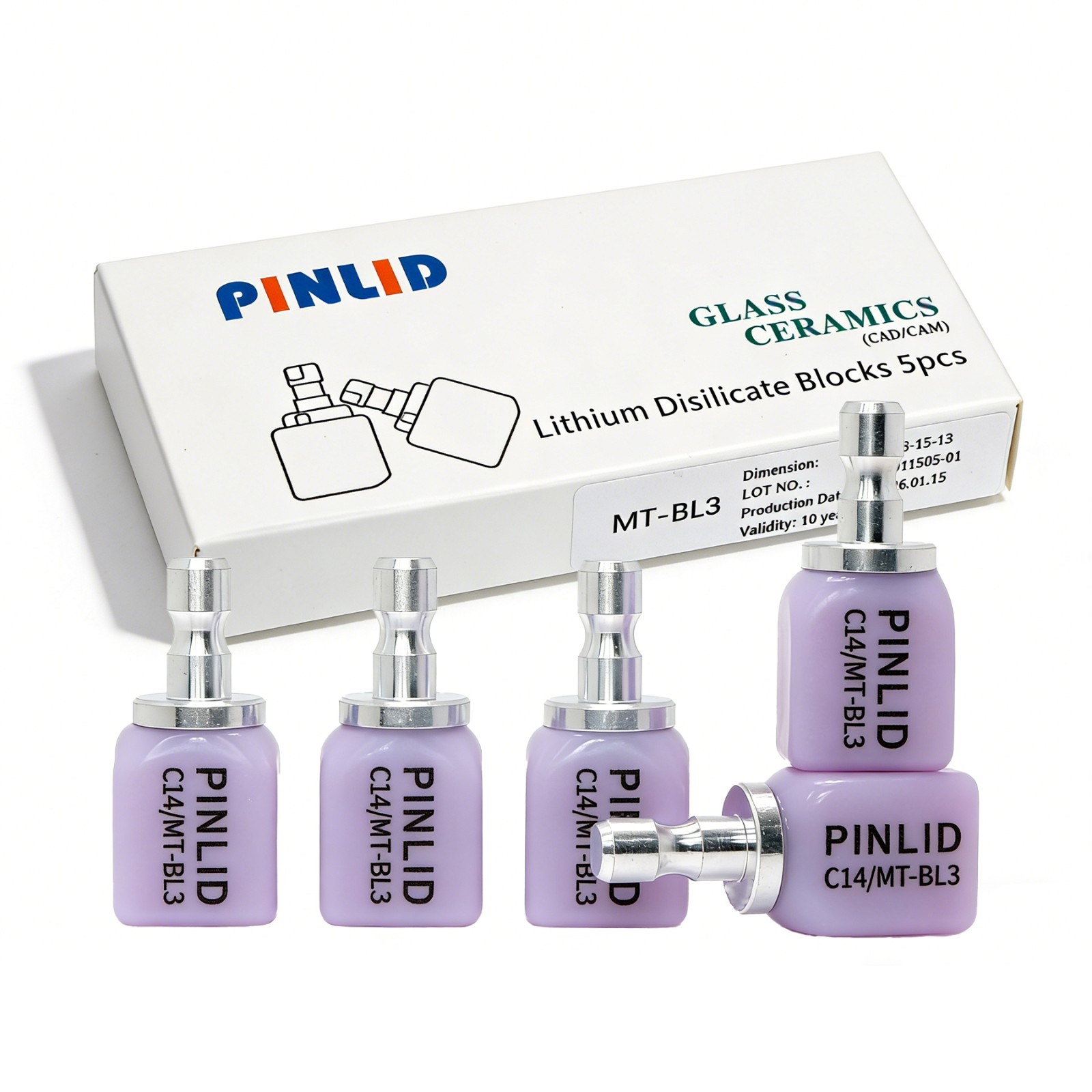 US MT C14 Lithium Disilicate Block Dental CAD/CAM Glass Ceramic 5Pc/Pk For CEREC