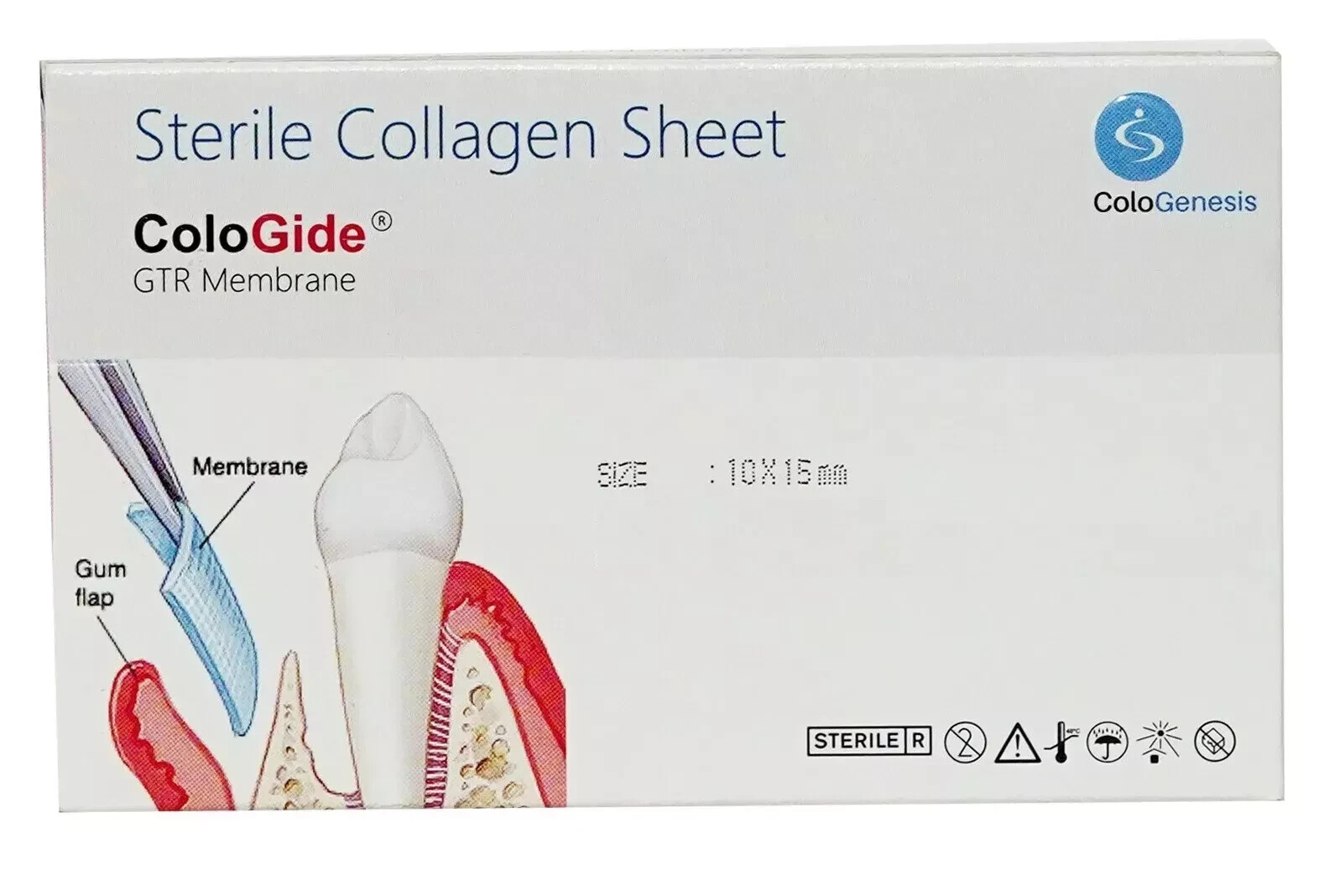 Dental Pack Of 5 New Colo Gide Sterile Collagen Sheet GTR Membrane 10 x 15mm