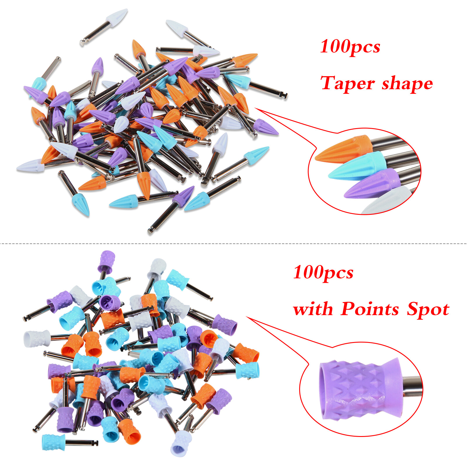 100 pcs/box Dental Rubber Prophy Tooth Polishing Cups brushes Tapered/Screw SA