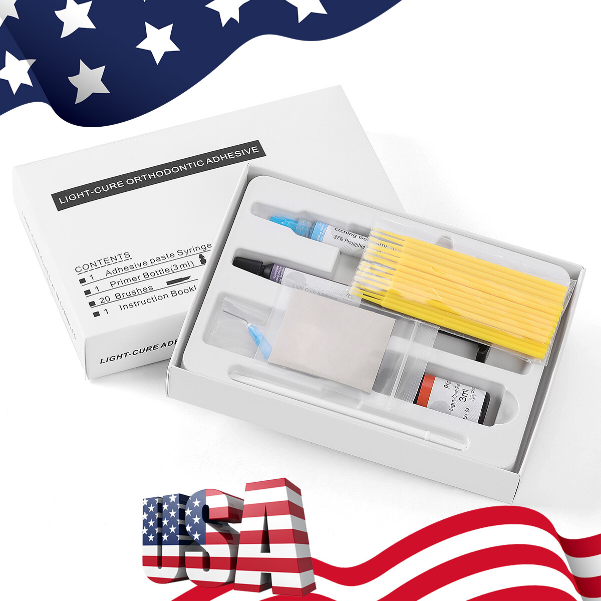 Dental Orthodontic Light Cure Brackets Mini Adhesive Bonding System Kit