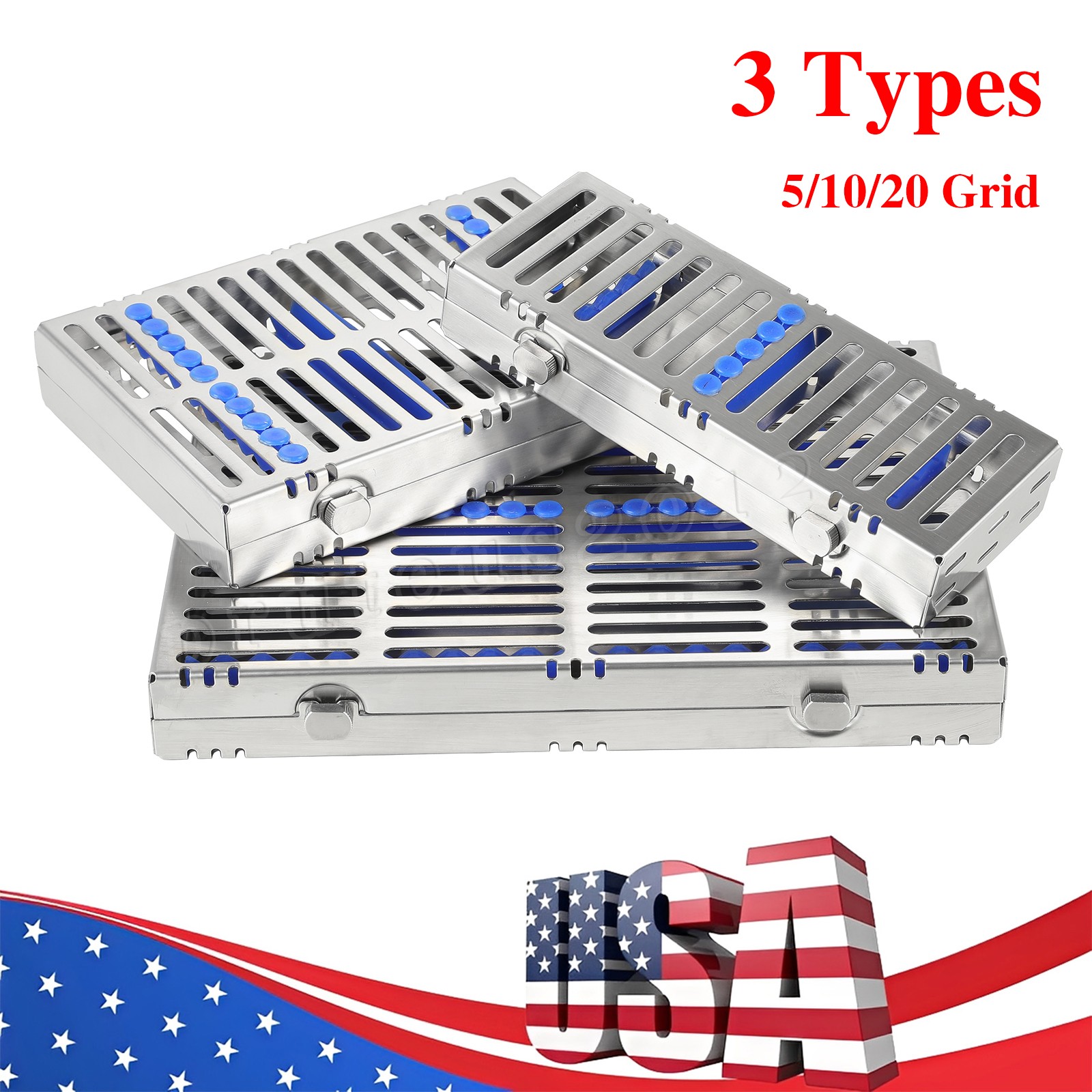1-10 DENTAL AUTOCLAVE STERILIZATION CASSETTE RACK BOX TRAY 5/10/20 Instruments