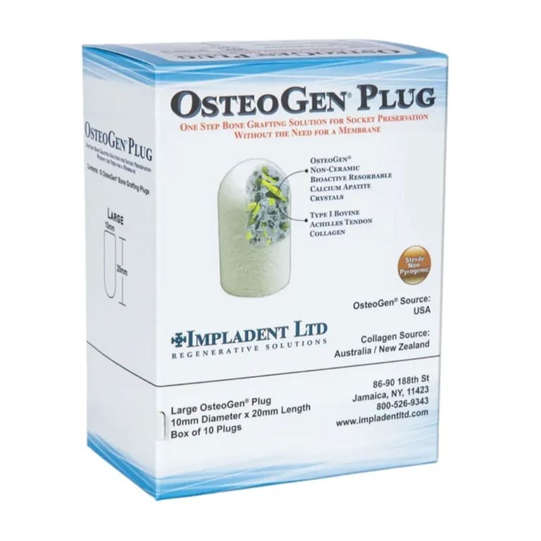OsteoGen 10x20mm Large Bone Grafting Plug Collagen Calcium Apatite 10/Box