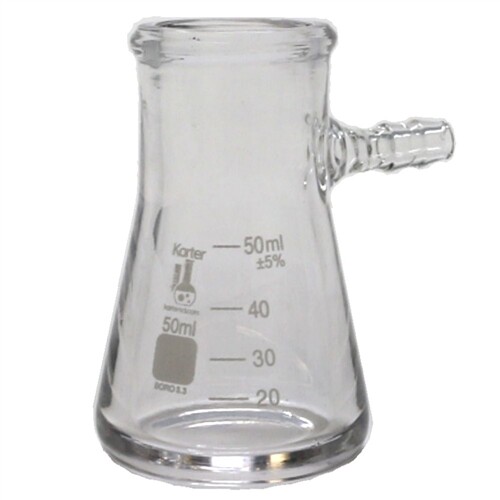 50ml Filtering Flask, Graduated, Boro 3.3 Glass, Karter Sci 250K4 (Single)